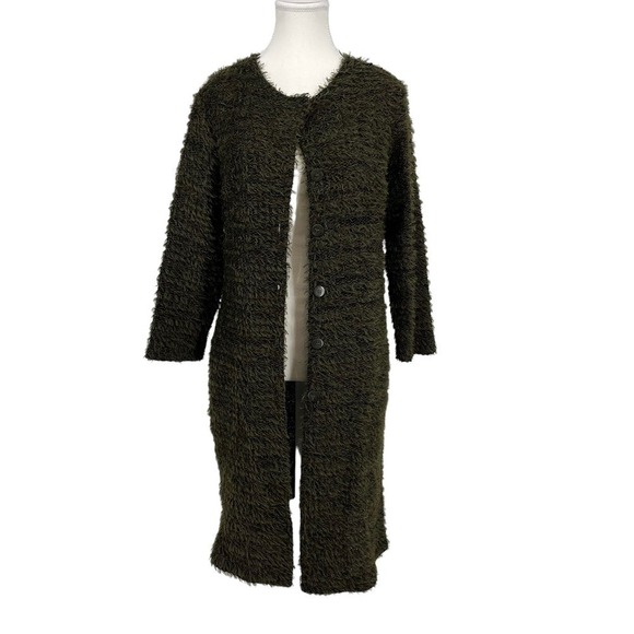 Vintage Monika Turtle Studio Cardigan Sweater Longline Olive Green Small - Picture 2 of 9